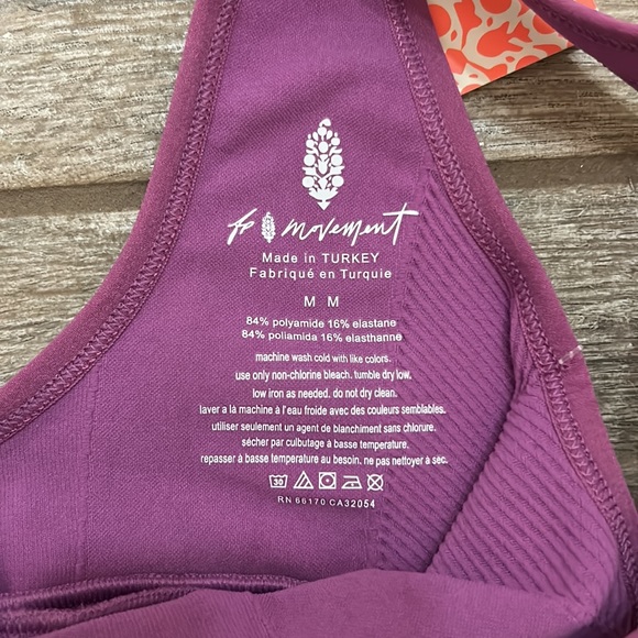 NWT Free People Movement Free Throw Square Neck Bra Heliotrope Medium - Picture 4 of 6
